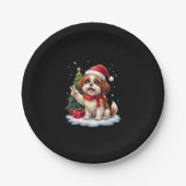 Funny Peace Hand Shih Tzu Christmas Lights Womens Pappteller (Vorderseite)