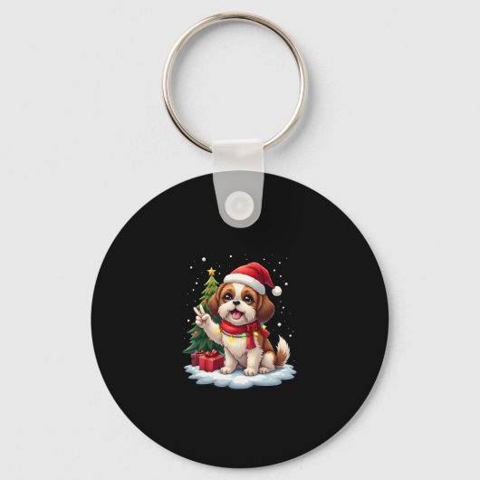 Funny Peace Hand Shih Tzu Christmas Lights Womens Schlüsselanhänger (Vorderseite)