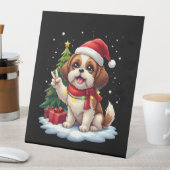 Funny Peace Hand Shih Tzu Christmas Lights Womens Sockelschild (In Situ)