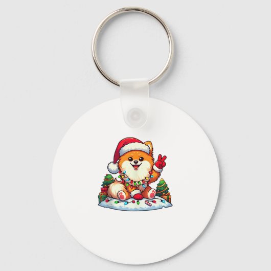 Funny Peace Hand Spitz WeihnachtsLICHT Frauen Schlüsselanhänger (Vorderseite)