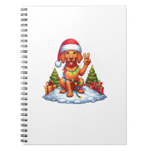 Funny Peace Hand Vizsla Weihnachtsbeleuchtung Wome Notizblock