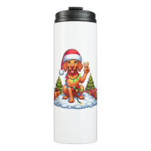 Funny Peace Hand Vizsla Weihnachtsbeleuchtung Wome Thermosbecher