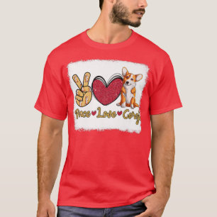 Funny Peace Liebe Corgi Dog Lover Eigentümer geble T-Shirt