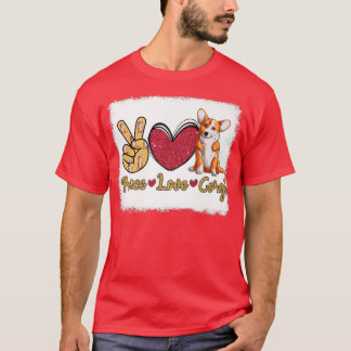 Funny Peace Liebe Corgi Dog Lover Eigentümer geble T-Shirt