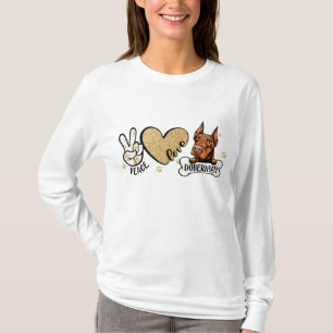 Funny Peace Liebe Doberman Dog Lover T-Shirt