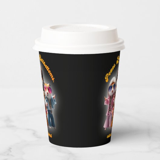 Funny Peace. Liebe. Knochenböden. Hamster Supergro Pappbecher (Links)