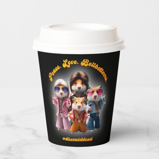 Funny Peace. Liebe. Knochenböden. Hamster Supergro Pappbecher (Vorderseite)