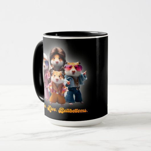 Funny Peace. Liebe. Knochenböden. Hamster Supergro Tasse (Vorderseite Links)