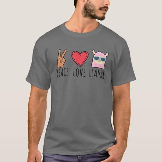 Funny Peace Liebe Llamas T-Shirt (Vorderseite)