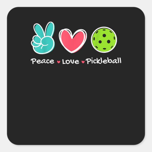 Funny Peace Liebe Pickleball Park/Garten Liebe Pic Quadratischer Aufkleber (Vorderseite)