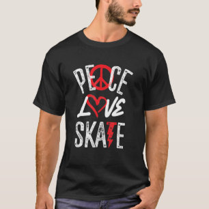 Funny Peace Liebe Skate Grafik für Frauen und Männ T-Shirt