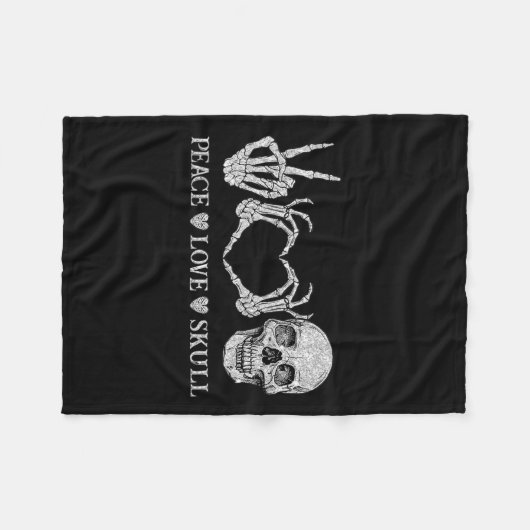 Funny Peace Liebe Skull Skeleton Hands Halloween Fleecedecke (Vorderseite (Horizontal))
