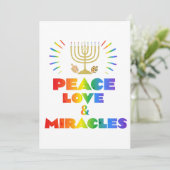 Funny Peace Liebe und Wunder Hanukkah Einladung (Stehend Vorderseite)