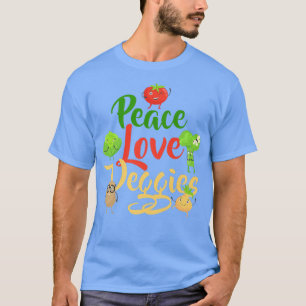 Funny Peace Liebe Veggies Slogan Vegans Veganism V T-Shirt