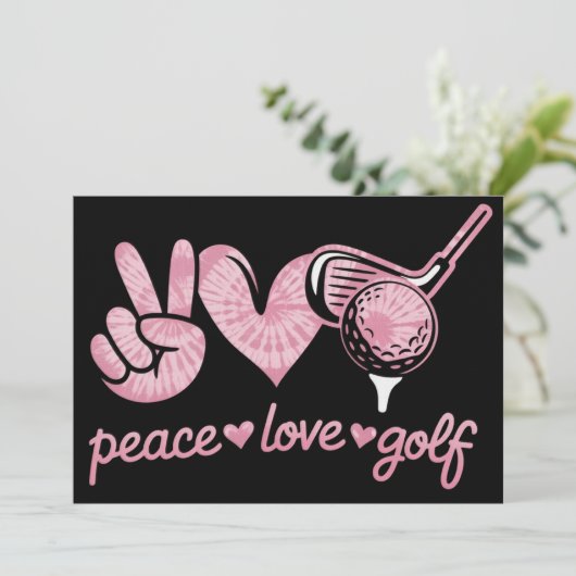 Funny Peace Love Golf Player Sport Lovers  Einladung (Stehend Vorderseite)