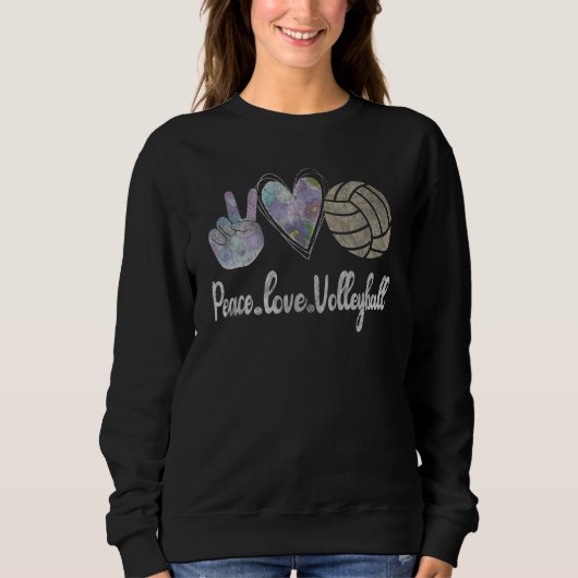Funny Peace Love Volleyball Cute Design For Women Sweatshirt (Vorderseite)