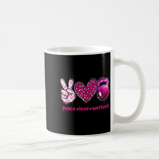 Funny Peace Love Workout Gym Lifting Gymer Valenti Kaffeetasse (Rechts)