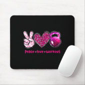 Funny Peace Love Workout Gym Lifting Gymer Valenti Mousepad (Mit Mouse)