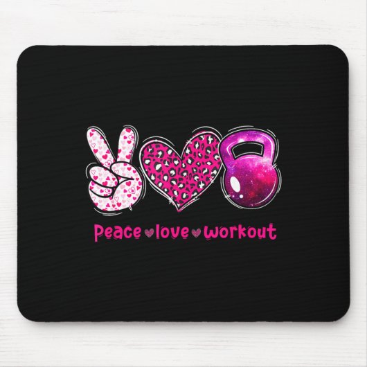 Funny Peace Love Workout Gym Lifting Gymer Valenti Mousepad (Vorne)