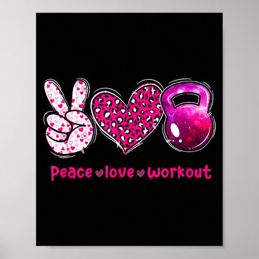 Funny Peace Love Workout Gym Lifting Gymer Valenti Poster (Vorne)