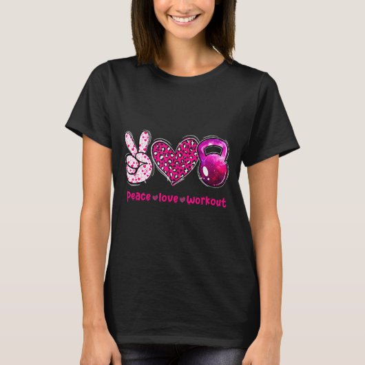 Funny Peace Love Workout Gym Lifting Gymer Valenti T-Shirt (Vorderseite)