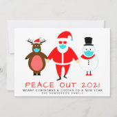 Funny Peace Out 2021 Weihnachtsweihnachtsmaske Feiertagskarte (Vorderseite)
