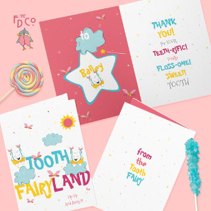 Funny Peach Sparkle Magic Tooth Fairy Vielen Dank Karte