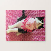 Funny Peaches der Tuxedo Katze Pink Puzzle (Horizontal)