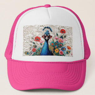 Funny Peacock Sonnenbrille tragen Blumenace Truckerkappe