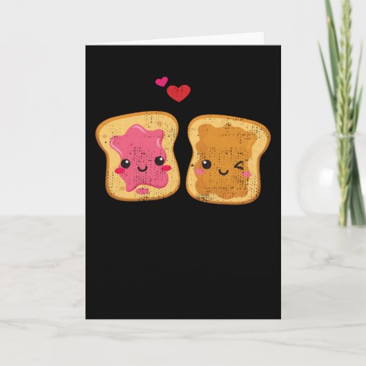 Funny Peanut Butter und Jelly Couple Kawaii Karte (Vorderseite)