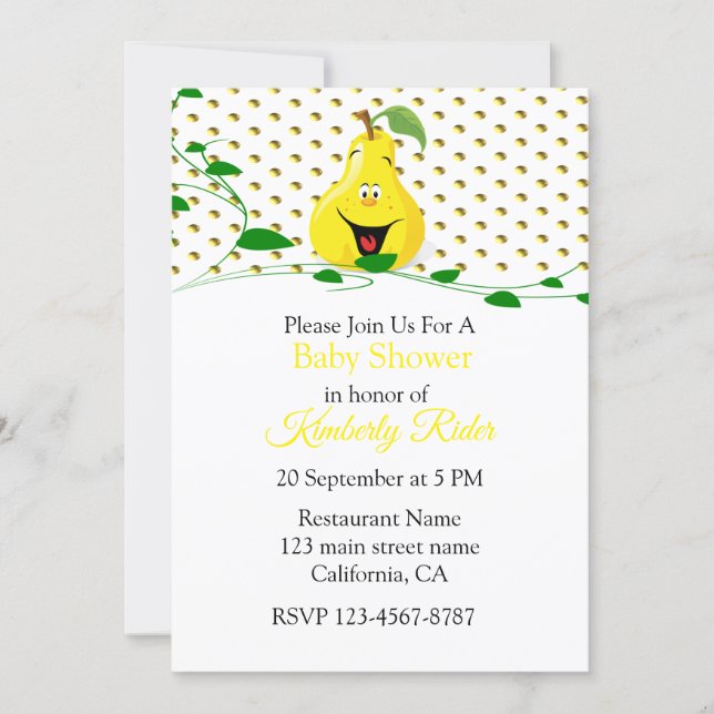 Funny Pear Baby Dusche Einladung (Vorderseite)