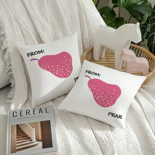 Funny Pear Pun – “From: Pear” Pop Art Fruit Canva Kissen (Von Creator hochgeladen)