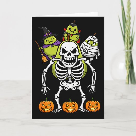 Funny Pear Skeleton Mummy Witch Halloween Kids Men Karte (Vorderseite)