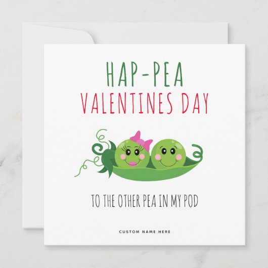Funny Peas Valentinstag Romantische Karte (Vorderseite)