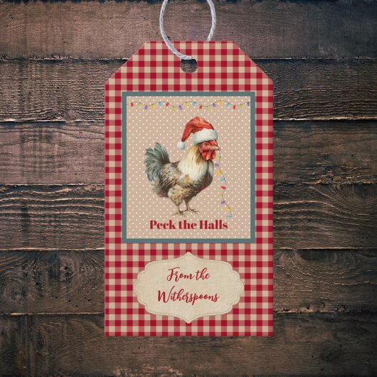 Funny Peck Hallen Rooster Weihnachtsbauernhof Geschenkanhänger