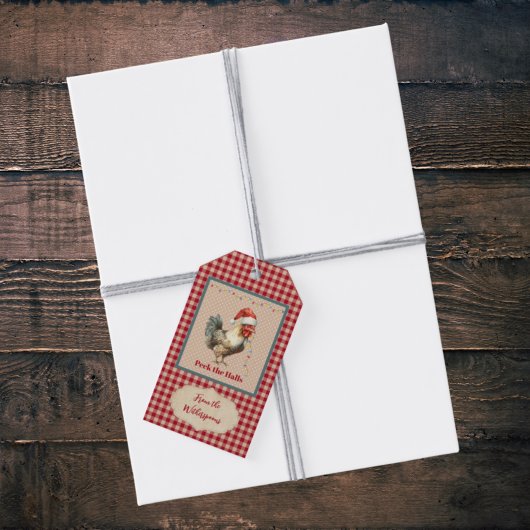 Funny Peck Hallen Rooster Weihnachtsbauernhof Geschenkanhänger