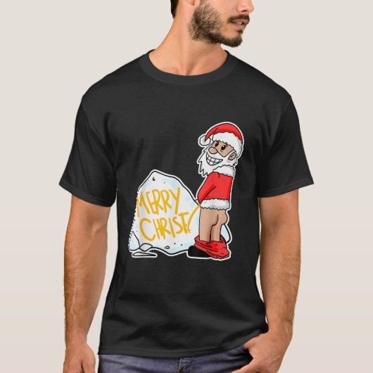 Funny pee Santa Illustration T-Shirt (Vorderseite)