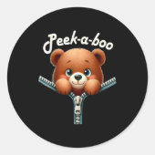 Funny - Peek-a-boo - Bear  Runder Aufkleber (Vorderseite)
