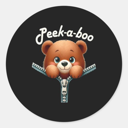 Funny - Peek-a-boo - Bear Runder Aufkleber (Vorderseite)