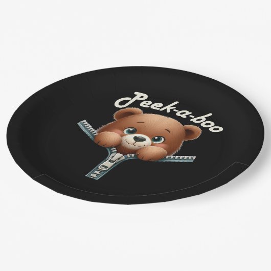 Funny - Peekabo - Bär Pappteller (Schrägansicht)