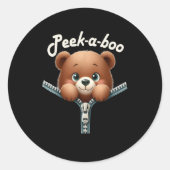 Funny - Peekabo - Bär Runder Aufkleber (Vorderseite)