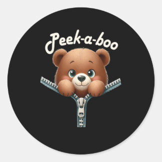 Funny - Peekabo - Bär Runder Aufkleber