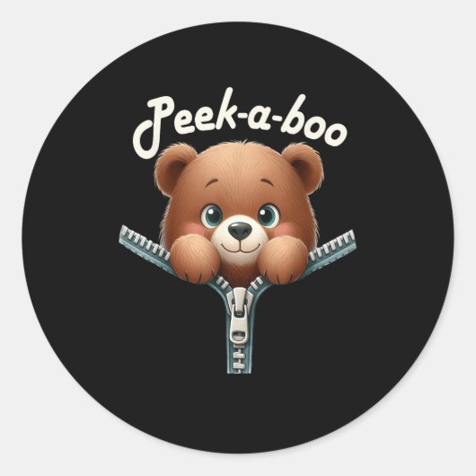 Funny - Peekabo - Bär Runder Aufkleber (Vorderseite)