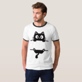 Funny Peekaboo Cat T - Shirt - Cooler Lässiger Sti (Vorne ganz)