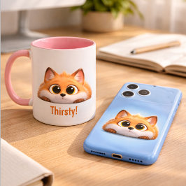Funny Peekaboo Fox "Thirsty!" Cute Office Gift Tasse