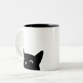 Funny Peeking Cat Zweifarbige Tasse (Vorderseite Links)