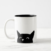 Funny Peeking Cat Zweifarbige Tasse (Links)