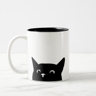 Funny Peeking Cat Zweifarbige Tasse