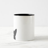 Funny Peeking Cat Zweifarbige Tasse (Mittel)