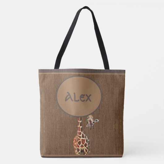 Funny Peeking Giraffe Monogram Tasche (Vorderseite)
